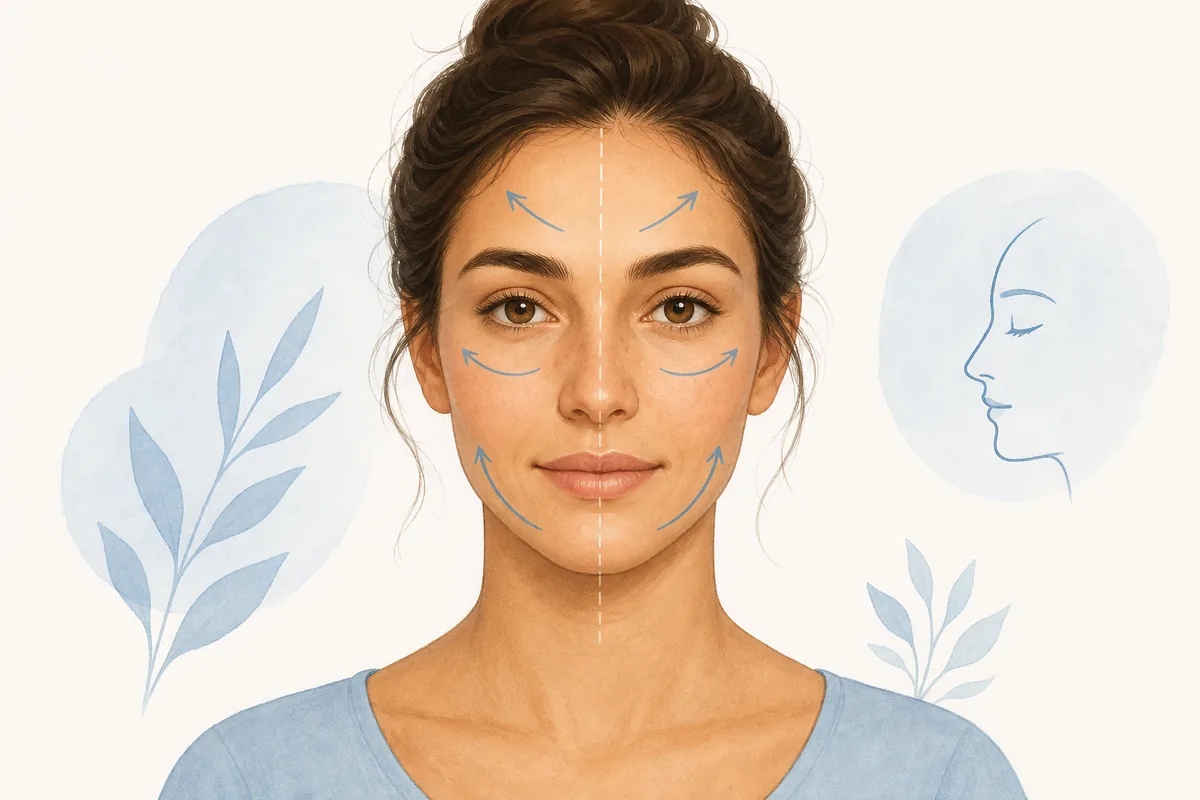 Portrait éditorial montrant des muscles du visage détendus et une variation naturelle entre les deux côtés